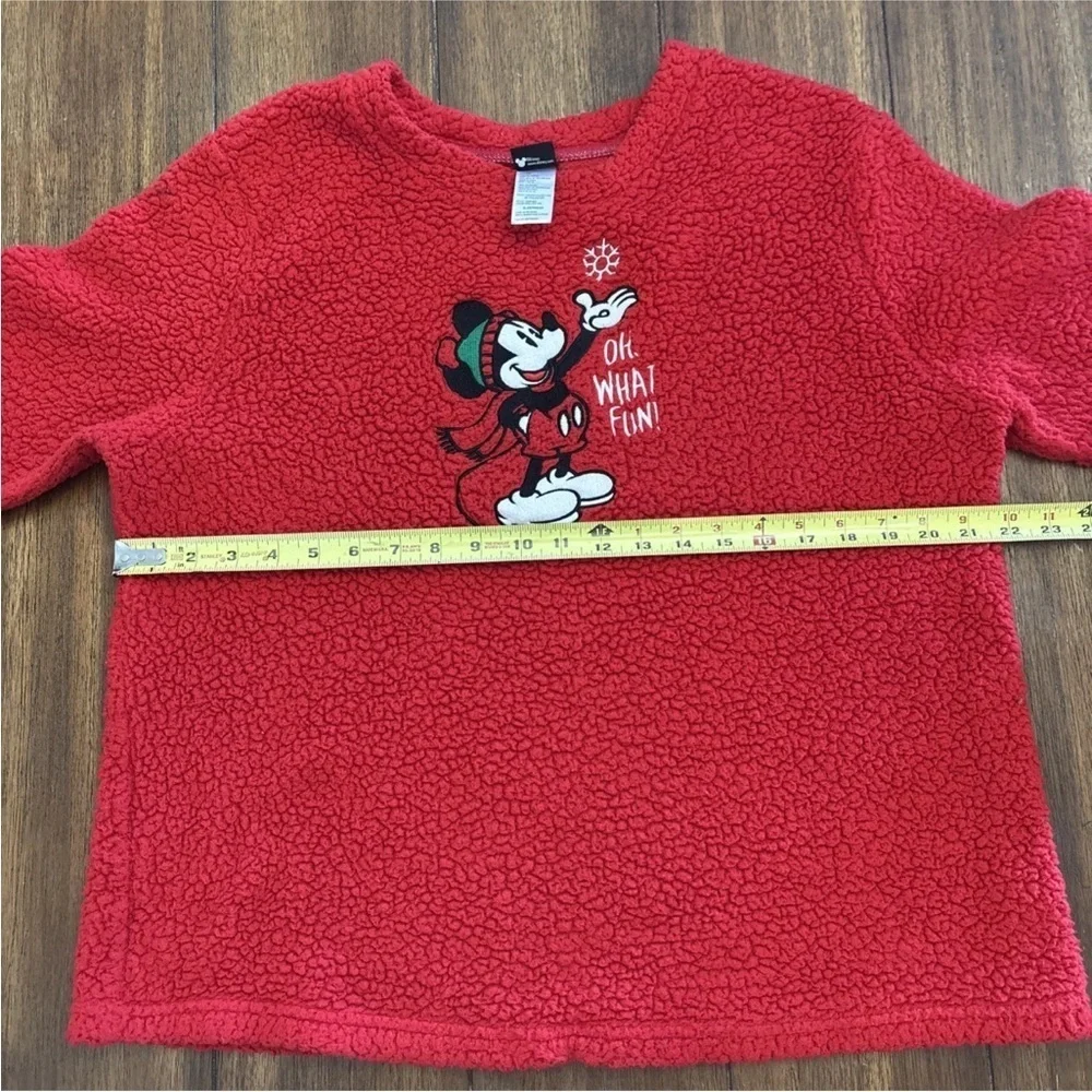 Disney MICKEY MOUSE Christmas Pajama Top OH WHAT FUN! Red Sherpa WOMENS Lg 12-14 - Picture 7 of 9